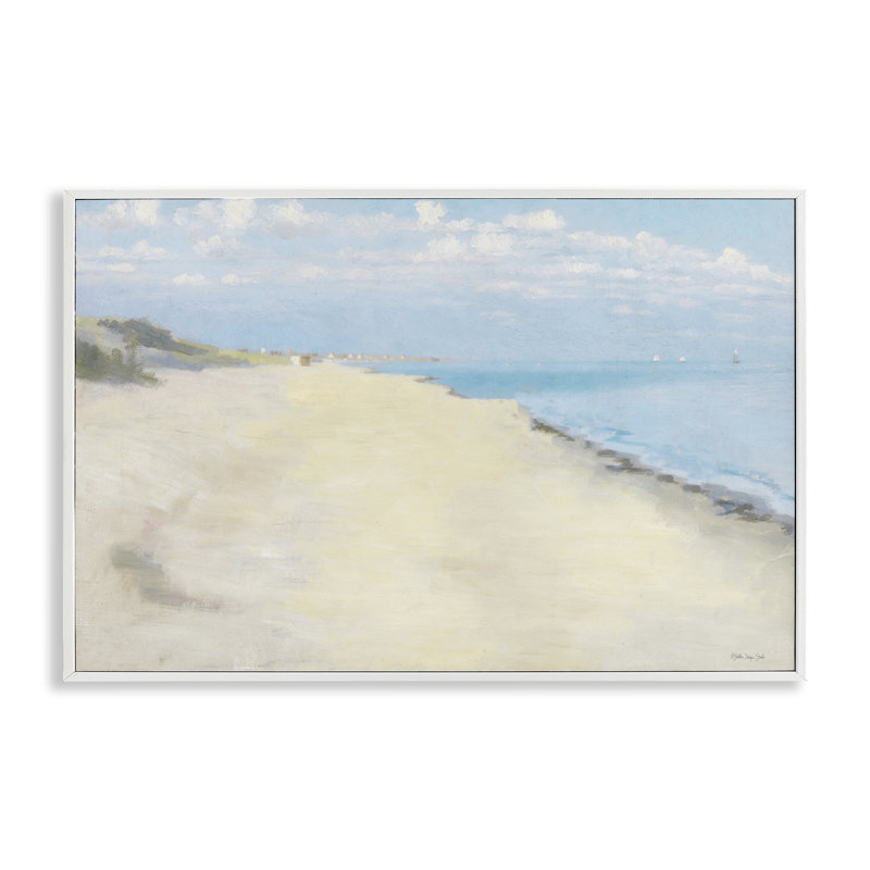 «Solenn Beach Tide», estampe numérique par Stellar Design Studio, Giclée encadrée blanc bord de mer, H 20 po x l 30 po