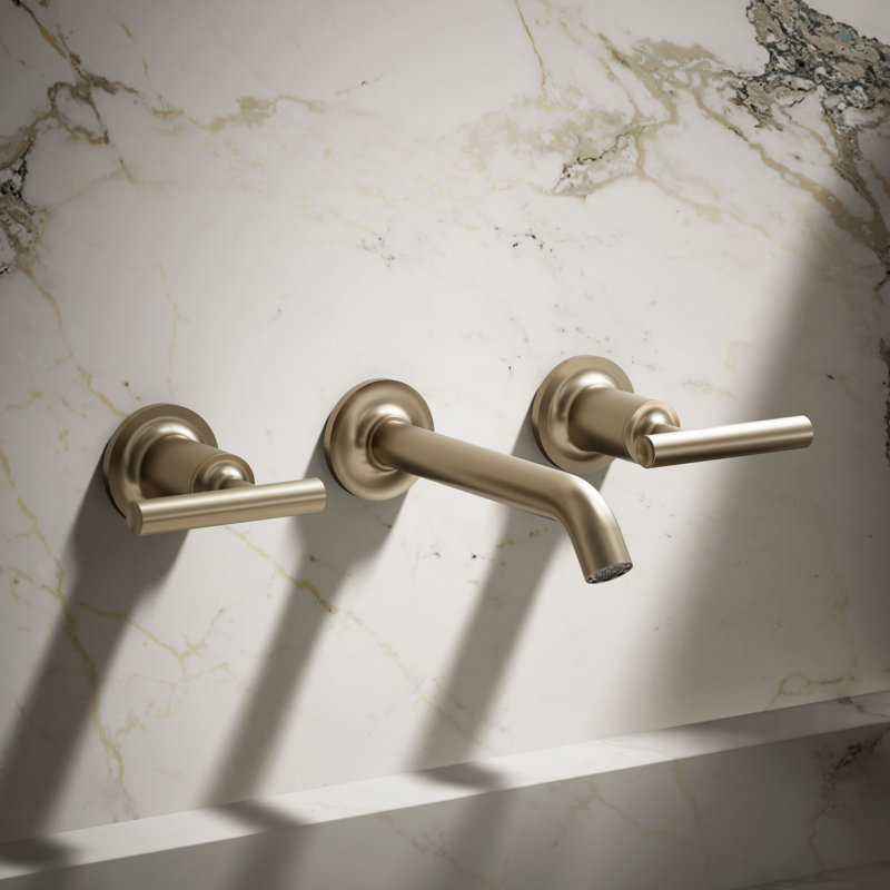 Purist® Wall-Mounted Bathroom Faucet, Vibrant Brushed Bronze, Lever Handle