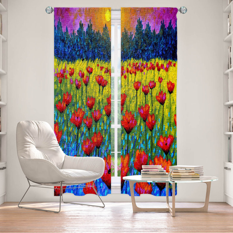 Ensemble de rideaux obscurcissant et isolant avec passe-tringle 2 pièces Delaughter Twilight Poppies, L 20 po x L 52 po