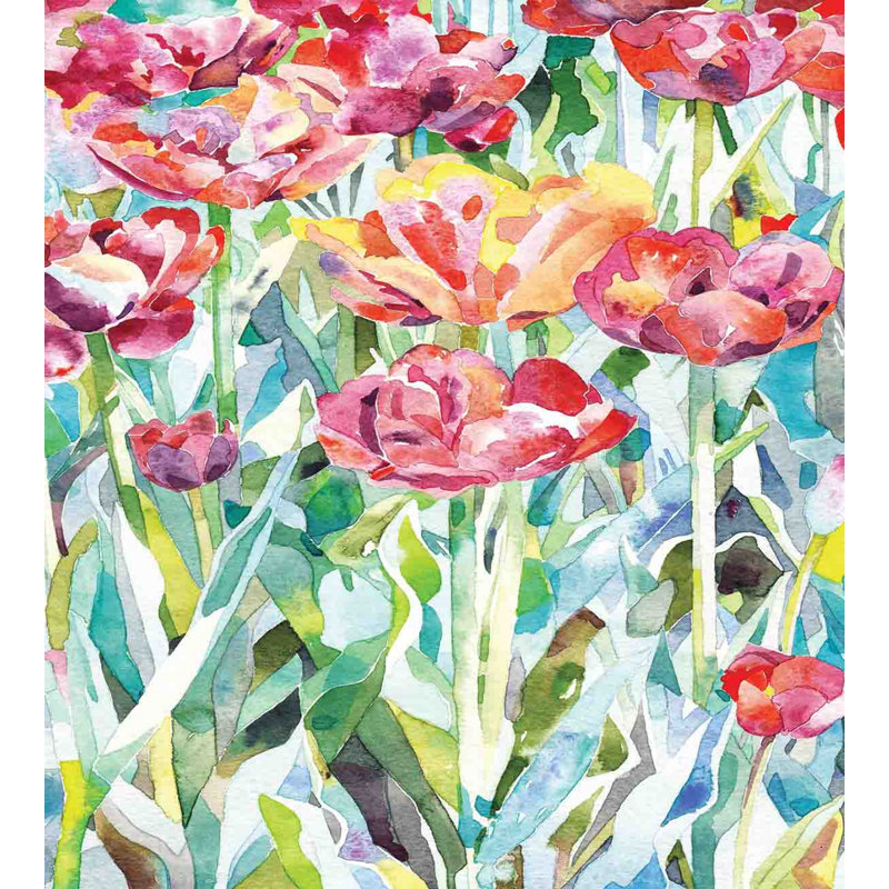Watercolor Floral King Size Duvet Cover Set for Girls