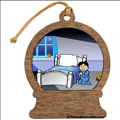 Personalized Praying Boy Snow Globe Shaped Christmas Ornament