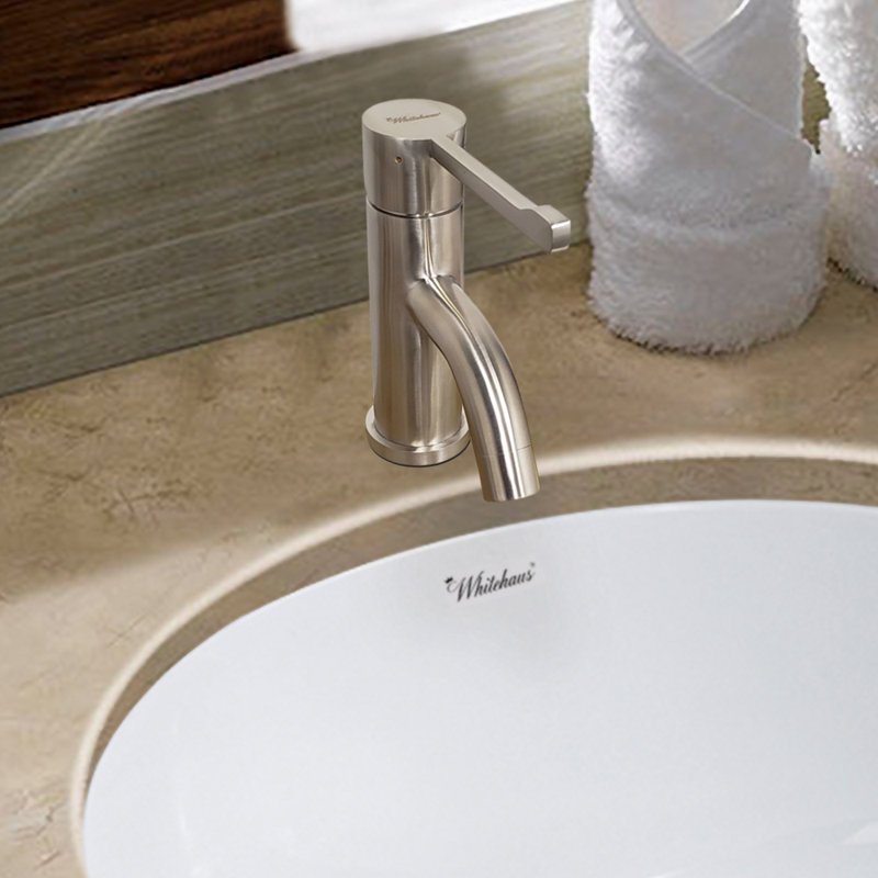 Whitehaus Collection Stainless Steel Extended Single Lever Bathroom Faucet with Pop-up Drain, Brushed Stainless Steel