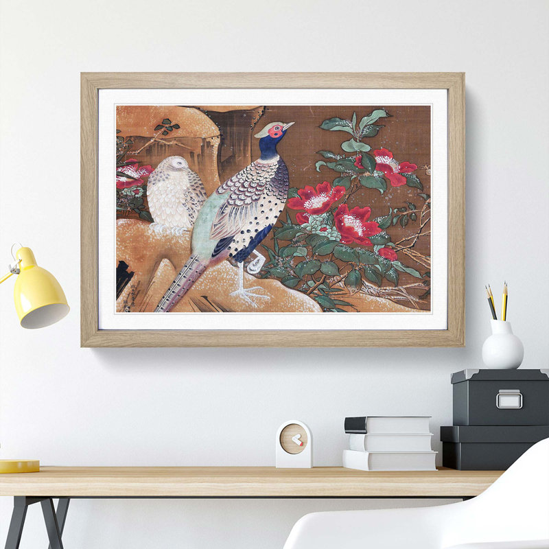 Pheasant by Ogata Tomin - Picture Frame Painting Print, 27cm H x 36cm W x 2cm D, Oak Framed