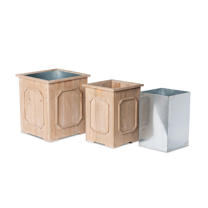 Manor Wood/Metal Planter Set