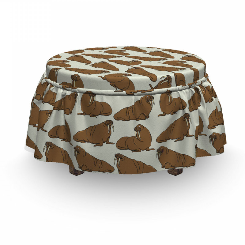 Housse pour repose-pieds dessiné walrus illustration