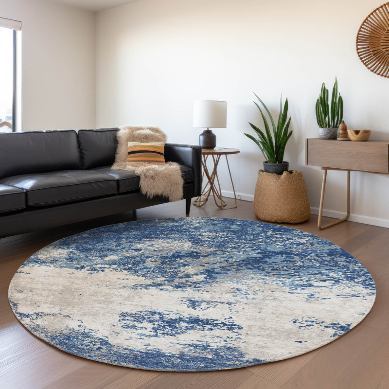 Premium Machine Washable Birchview AMF1027 Modern Rug, Round 8'