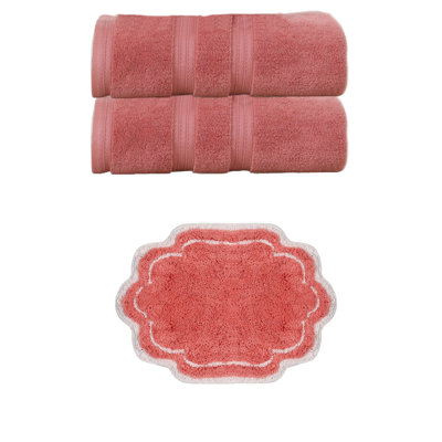 Talbert Collection 100% Soft Cotton Bath Towel Set & 17x24" Bath Rug