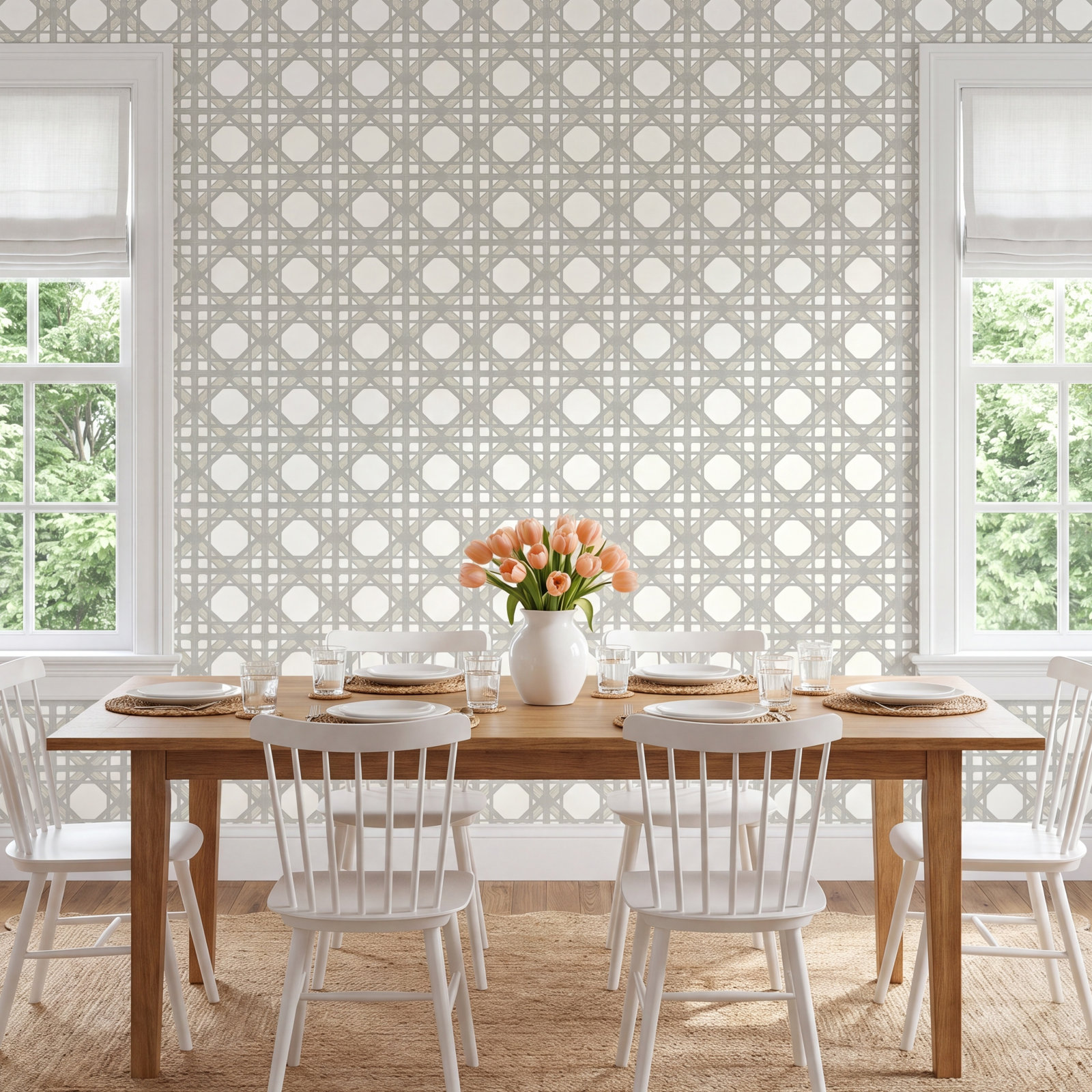 Varese Geometric Wallpaper, Beige/White
