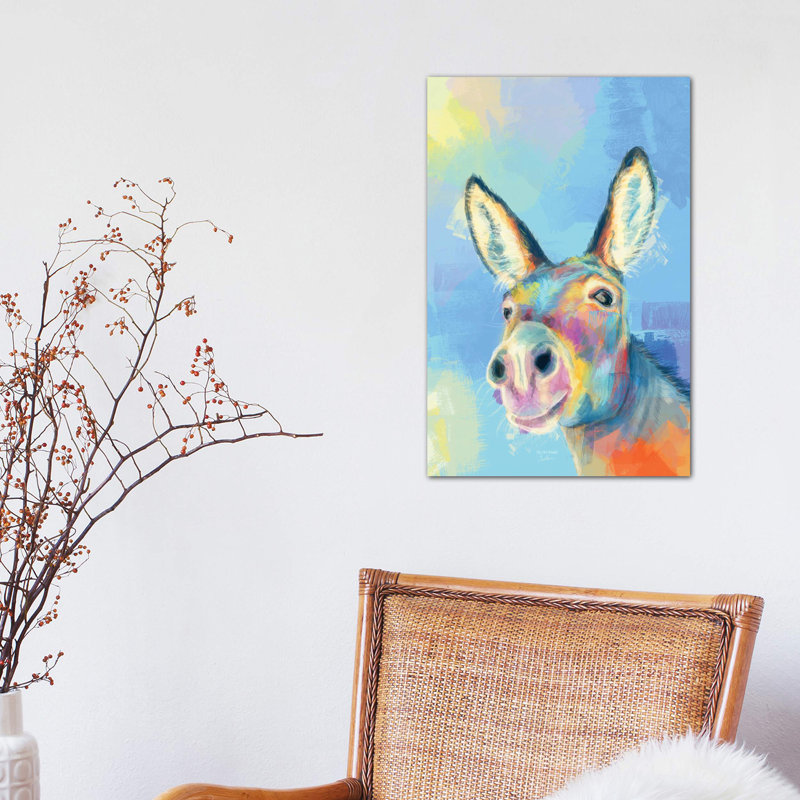 Carefree Donkey - Wrapped Canvas Painting, 45.72cm H x 30.48cm W x 1.91cm D