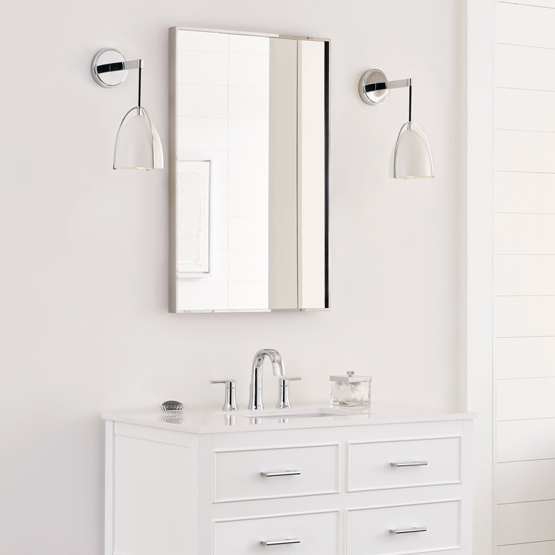 Nikki Dimmable Bath Sconce, Chrome, No, Steel Matte White