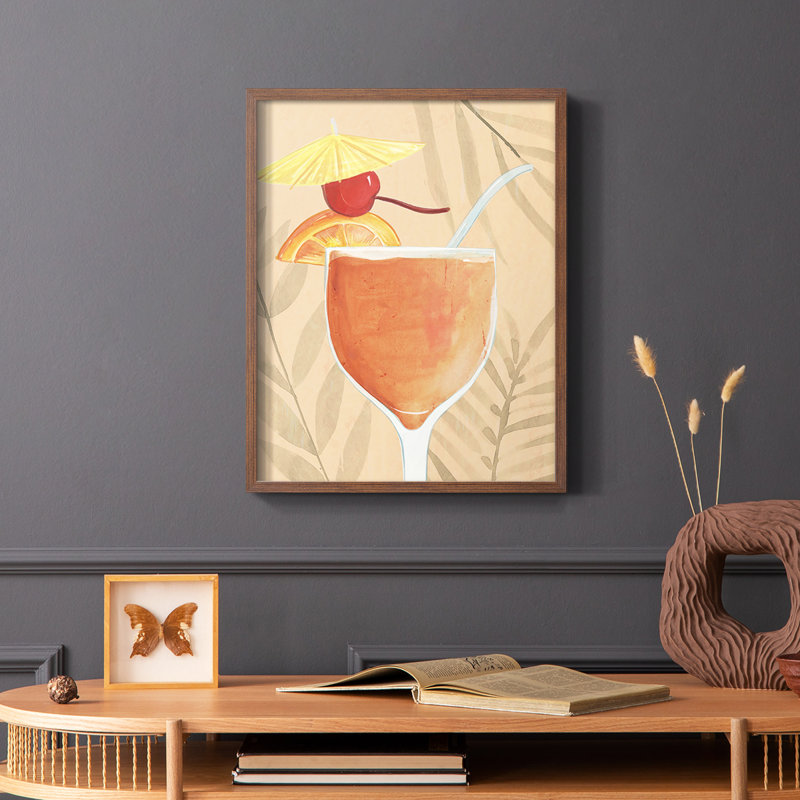 Tropical Cocktail I Framed Print - Solid Wood, Brown, 10" H x 8" W