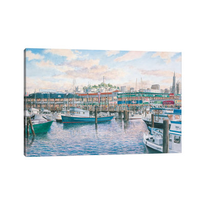 Fisherman's Wharf Sunset by Stanton Manolakas - Wrapped Canvas Painting
