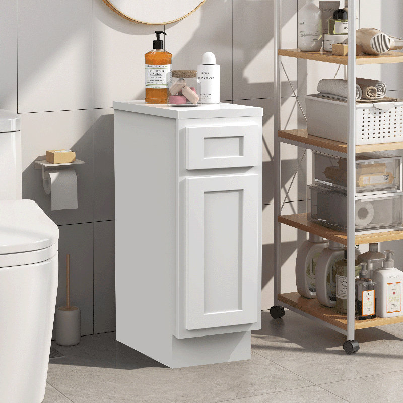 Heyward Single Bathroom Vanity Base Only, White, 32.5" H x 12" W x 21" D