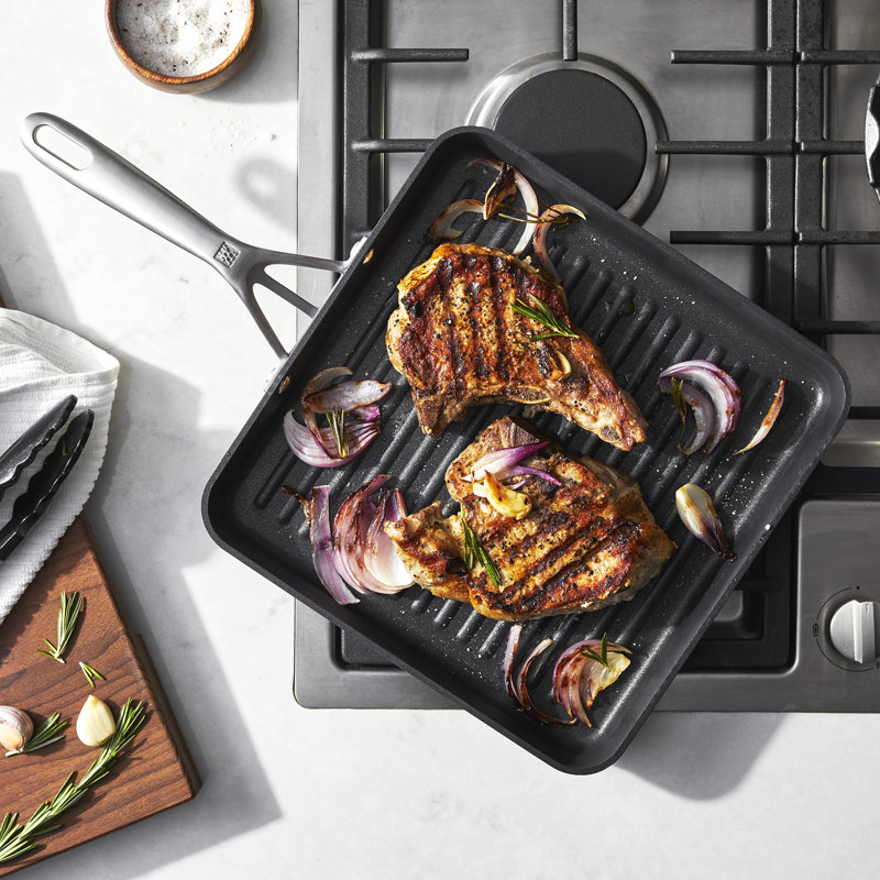 11.02 in. Non Stick Hard-Anodized Aluminum Square Grill Pan