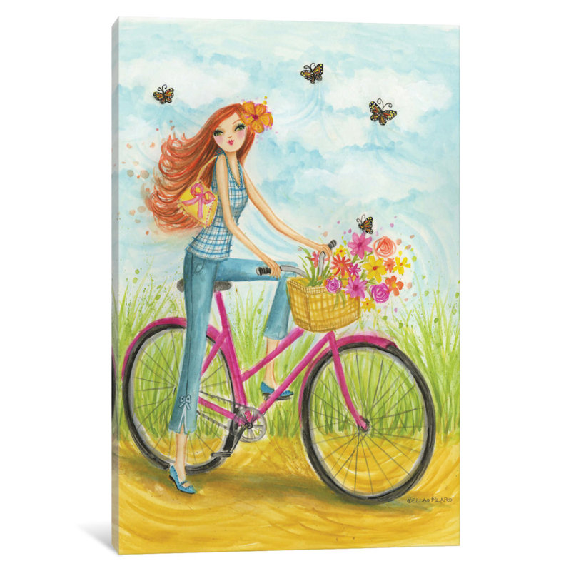 «Sprung Bicycle Ride», reproduction sur toile tendue, H 26 po x l 18 po x P 1,5 po, Toile tendue, Pas de tapis