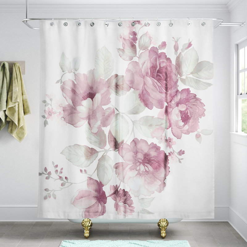 Perine Floral Shower Curtain, Pink