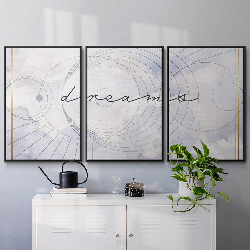 Mystic Escape I, reproduction encadrée sur toile 3 pièces, H 24 po x l 48 po x P 2 po, Noir