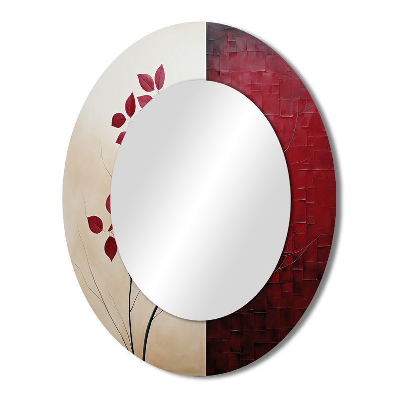 Bordeaux Bordeaux I - miroir décoratif floral ovale sur métal, 43 po x 33 po