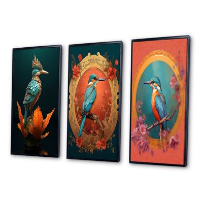 «Blue Kingfisseur», photographie d'art sur toile, 3 pièces
