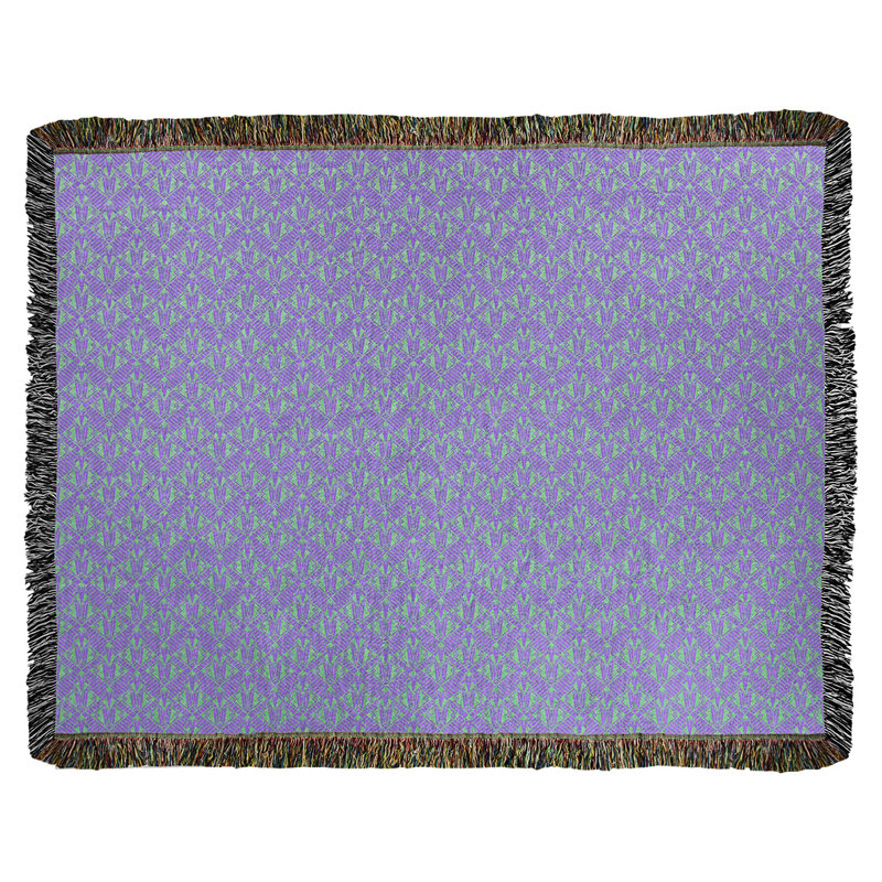 Couverture en coton tissé Katelyn Elizabeth, l 37 po x L 52 po, Mauve pâle / Vert