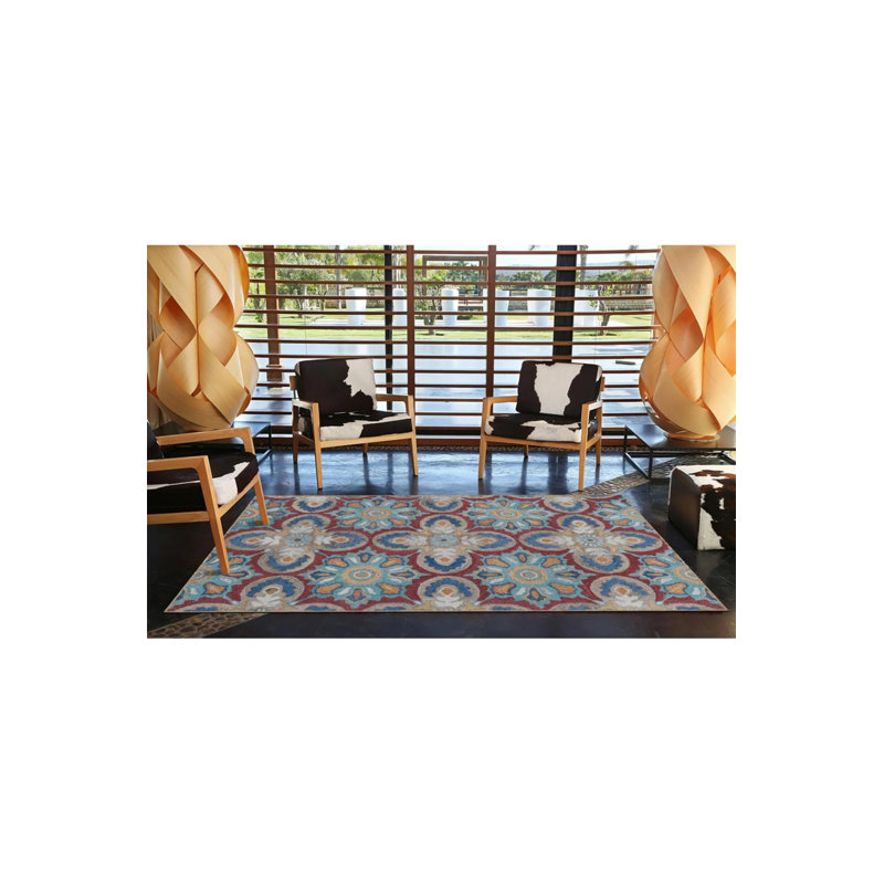 Floral Traditional Decorative Washable Rug, Rectangle 5'2" x 7'7"
