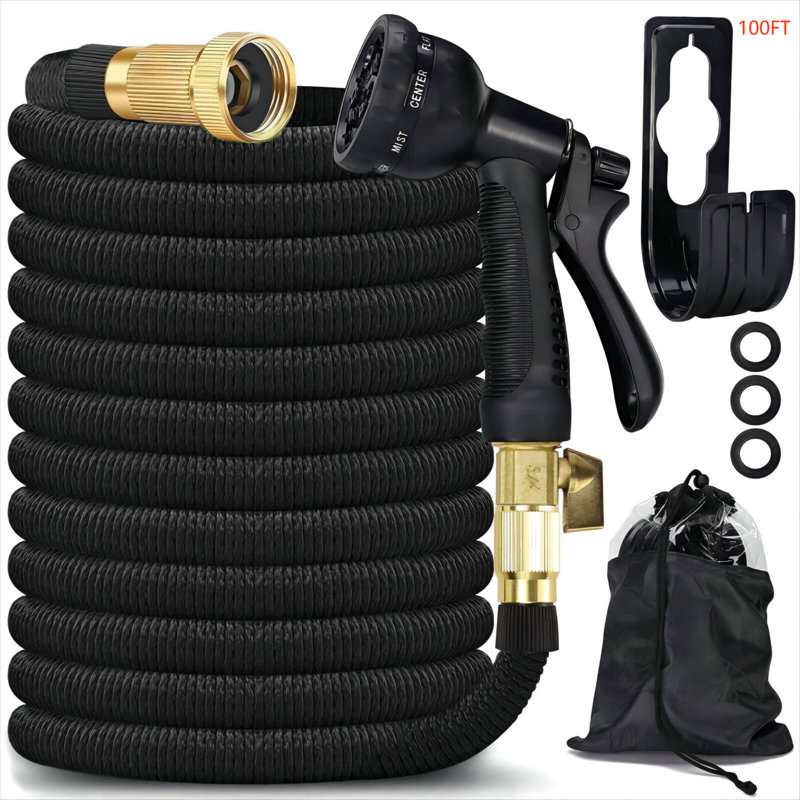 Boyau d'arrosage, boyau d'arrosage haut de gamme pour plantes et pelouses - flexible et durable avec raccords 3/4 en laiton massif résistant à l'écrasement