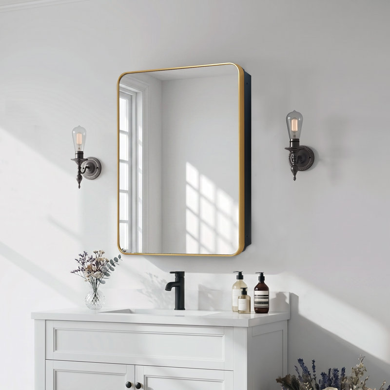 Armoire à pharmacie noire 24 x 32 avec tablettes réglables, armoire à miroir à montage en surface ou encastrée avec grand espace de rangement