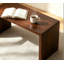 Walnut Brown C Shaped Side Table, 2-in-1 Convertible Coffee End Table, Modern Rubber Wood Snack Laptop Table for Living Room Sofa