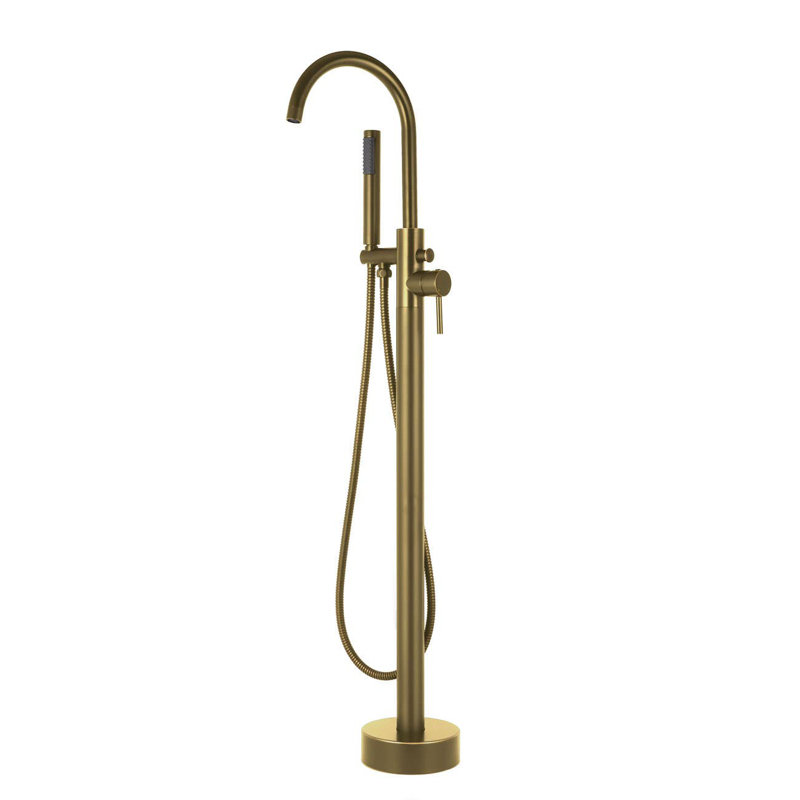 1 Handle Floor Clawfoot Tub Faucet, Brushed Brass