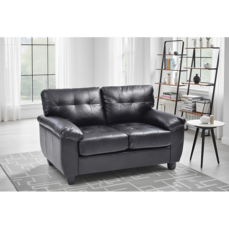 Rimouski Faux Leather Loveseat, Black