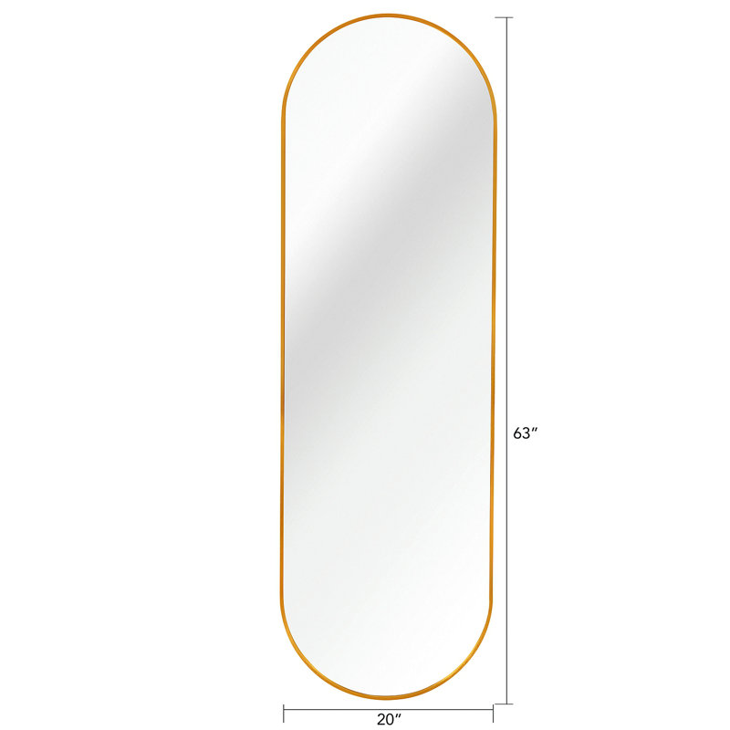 Gold 63 X 20IN Pill Shaped Full Lenghth Mirror Or Bathroom Mirror, Gold