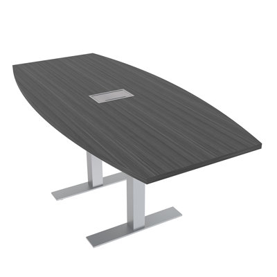 Table de conférence en forme de bateau avec base en T en métal | Unité électrique