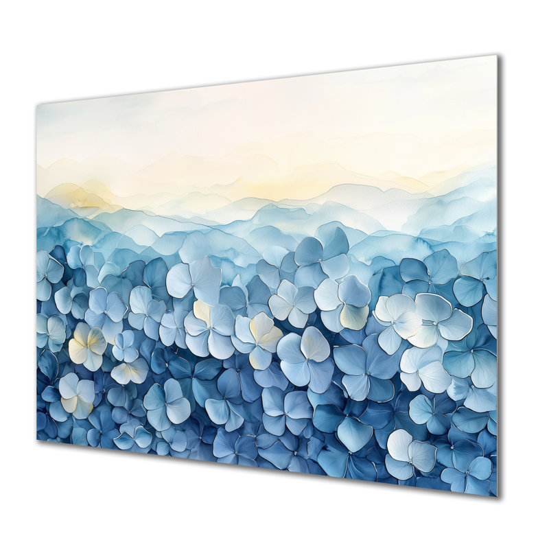 «Abstract Hydrangea Horizon Of Simplicity IV», reproduction d'art en métal traditionnelle, art mural en métal Hydrangea