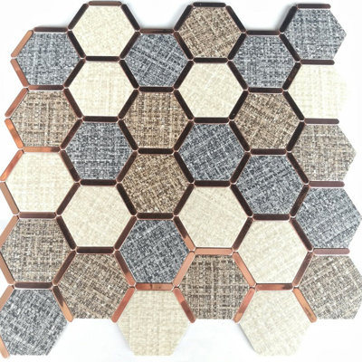 "Hexagon Peel-and-Stick Backsplash Mosaic Tile Wall Accents"