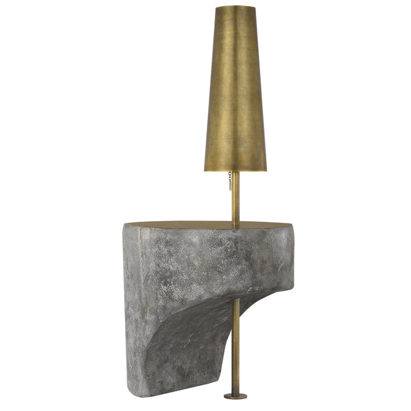 Anne-Marie Barton Runia 49" Sculpted Side Table Floor Lamp in Eclipse with Mottled Brass