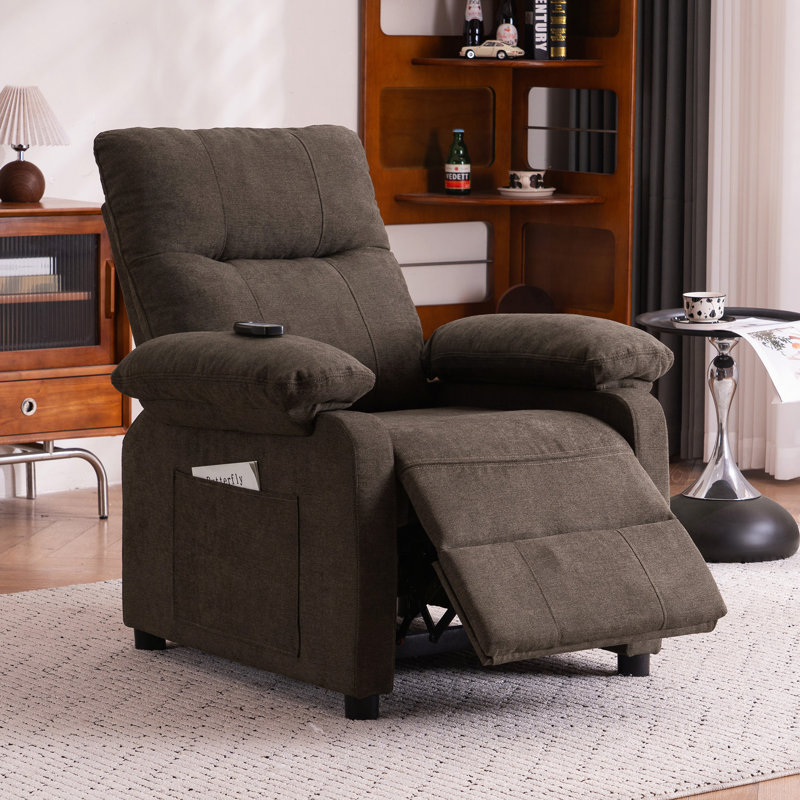 160°Recliner Chair For Elderly Seniors-Manual Push Back Reclining Chair With 8-Point Massage & Heating, Plush Chenille Fabric & Remote Control, Side Storage Pockets For Living Room, Bedroom