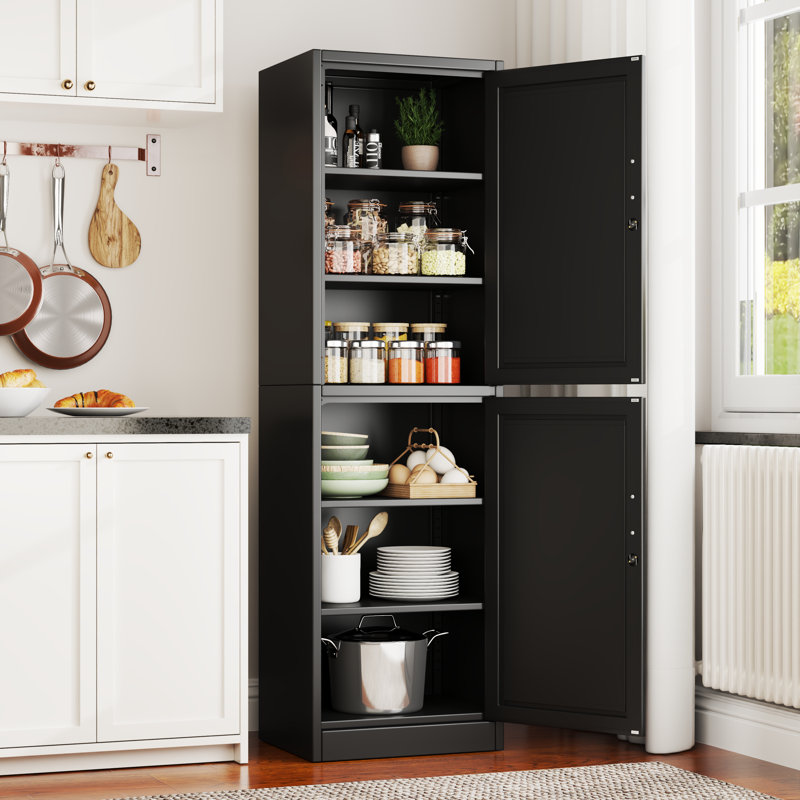 Armoire de rangement étroite en métal 67 po H, Noir