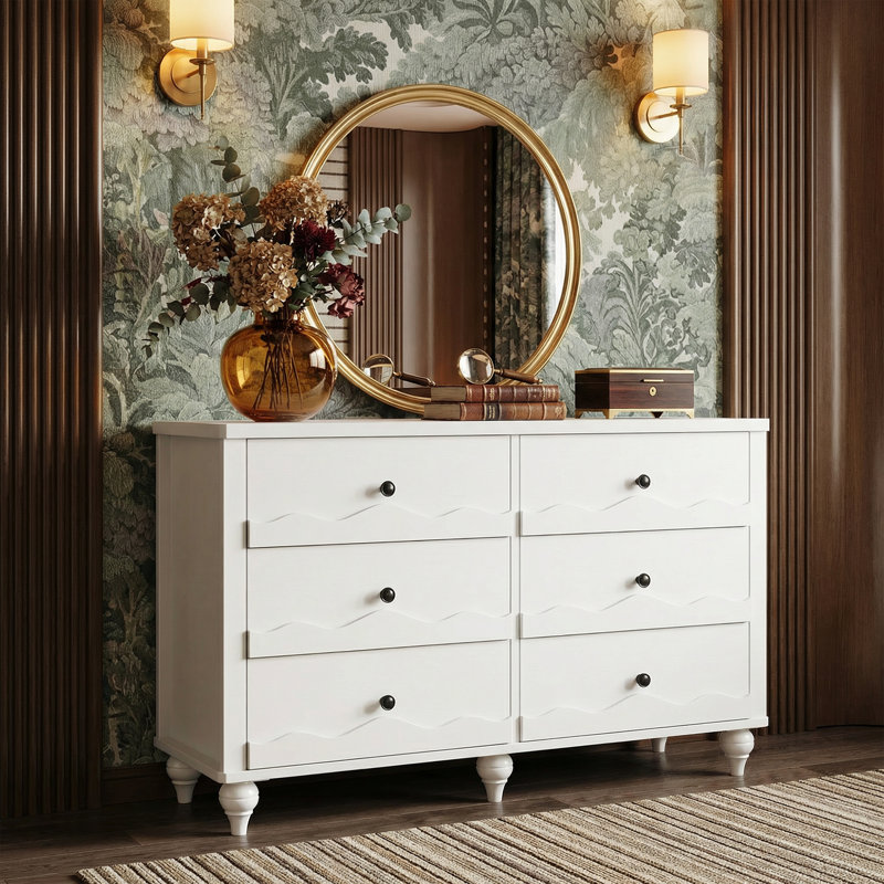 Abson 43.3" Dresser With Wood Drawers, White