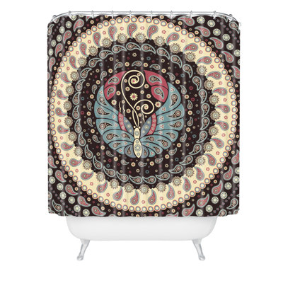 Belle13 Butterfly Mandala Single Shower Curtain
