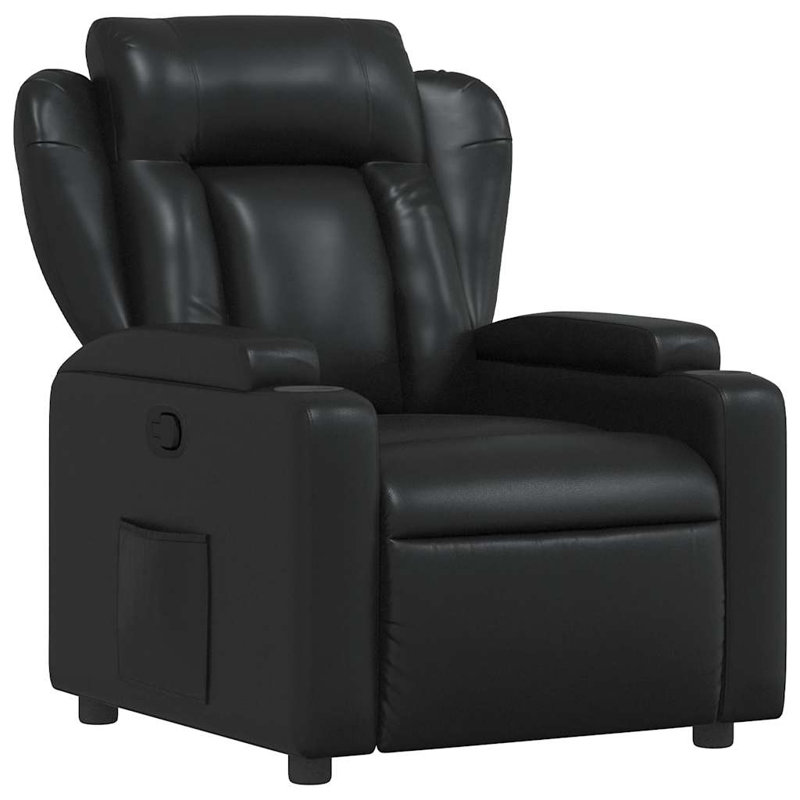 Fauteuil inclinable de massage en cuir vidaXL, dossier et repose-pieds réglables, No, Similicuir noir