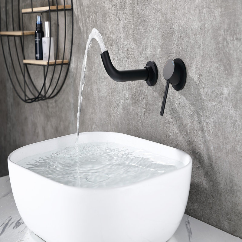 Robinet mural à poignée simple pour lavabos ou baignoires, Noir mat