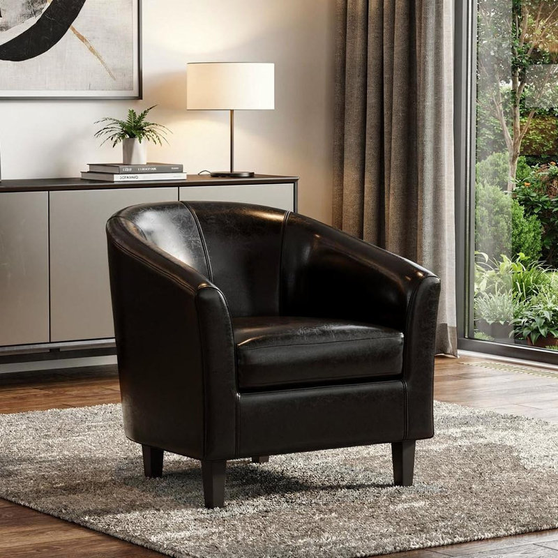  Fauteuil en cuir noir, Noir