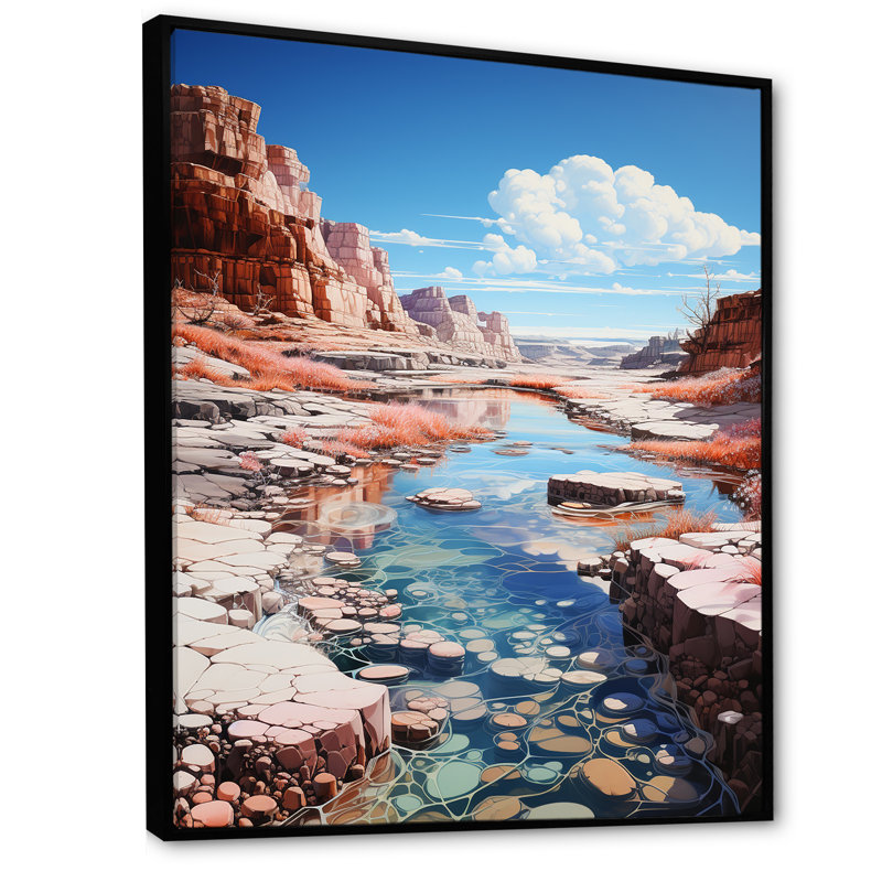 Paysage de Kawaii très sur toile, Cadre flottant noir, H 40 po x l 30 po