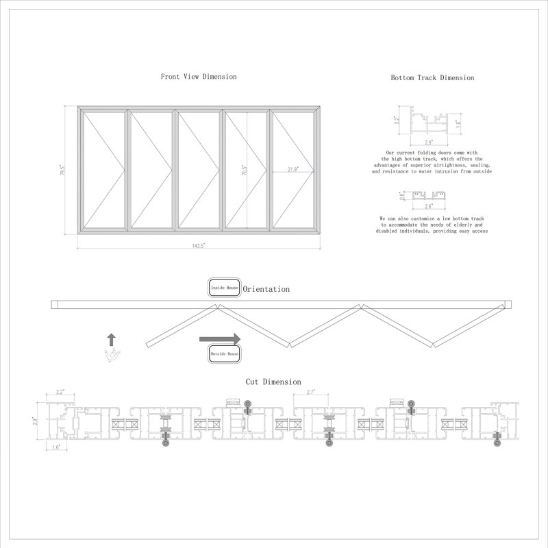 White Aluminum 144" x 80" 5-Panel Folding Door