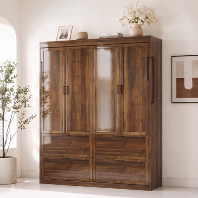 Motorized Queen Murphy Bed, 2 in 1 Electric Cabinet Wall Bed with Storage Shelves & Remote Control