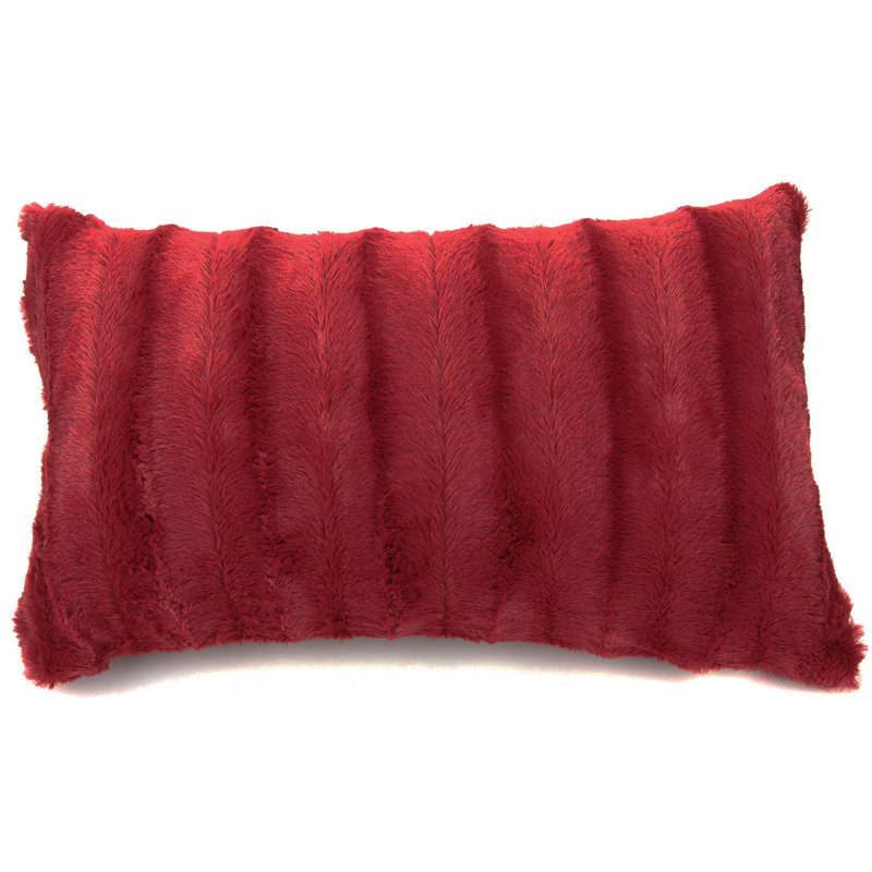 Tsuguko Faux Fur Pillow Cover, Maroon