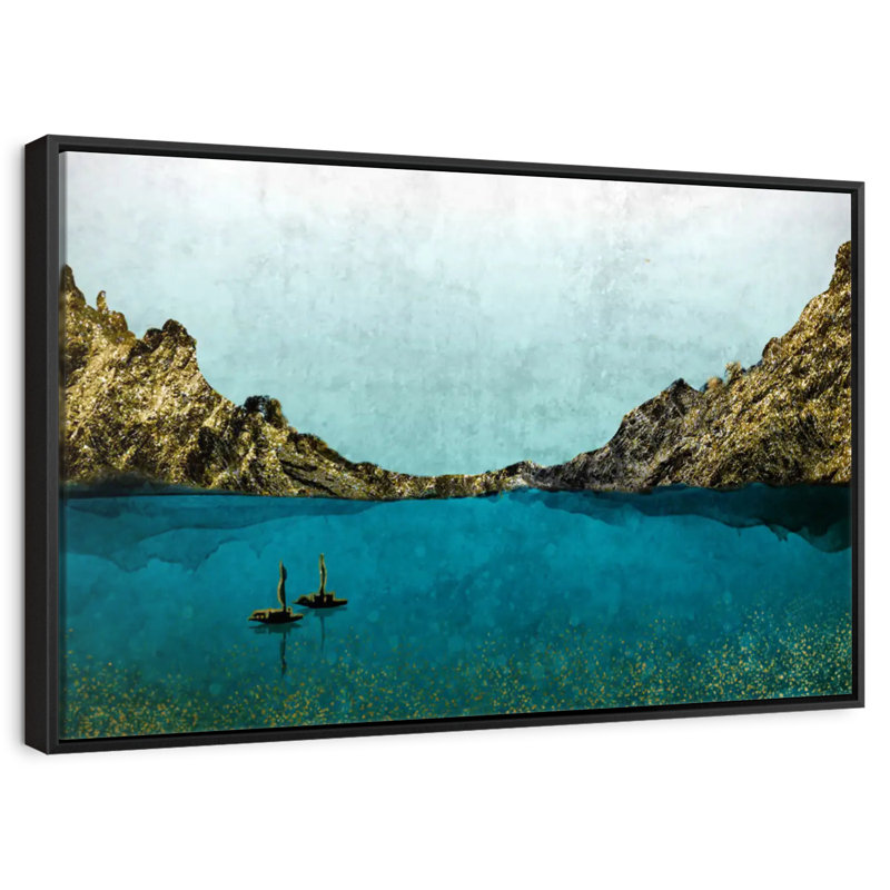 Île en île, Cadre flottant noir, 43 po x 29 po