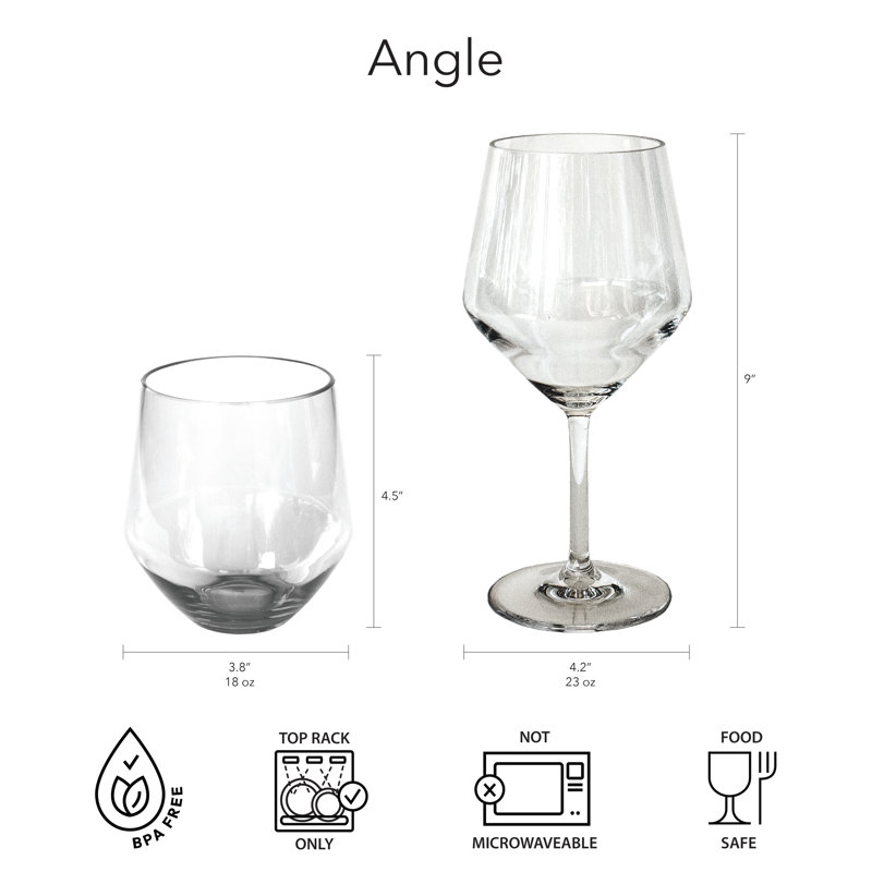 Kharan 18oz. Acrylic Drinking Glass Set, Gray