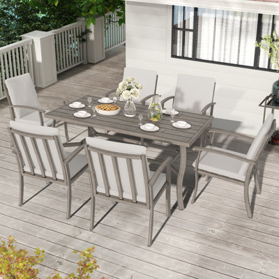 Douglas Rectangular 6 - Person 60" Long Aluminum Dining Set with Cushions by Birch Lane