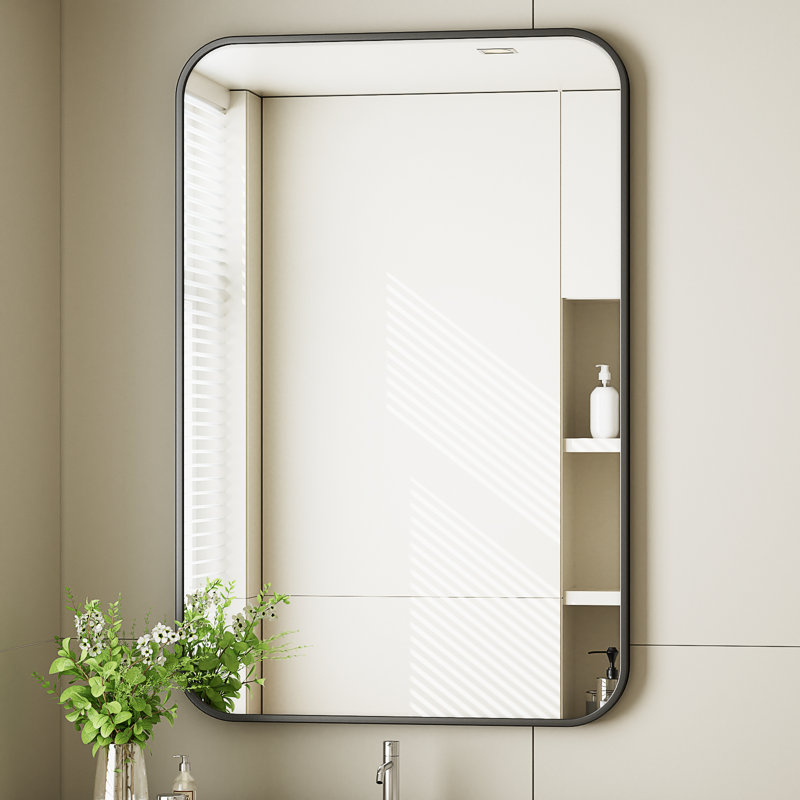 Aluminum Framed Rectangle Wall Mounted Bathroom / Vanity Mirror, Black, 30" x 60"